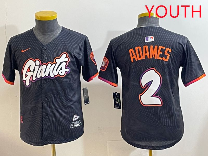 Youth San Francisco Giants 2 Adames Black Joint Name 2025 Nike MLB Jersey style 1